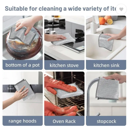 ROLLSTAR Wire Dishwashing Rags Non-Scratch Dish Wash cloth Scrubber Scrub Pad for Kitchen Stainless Steel Scrub  (Regular, Pack of 12)