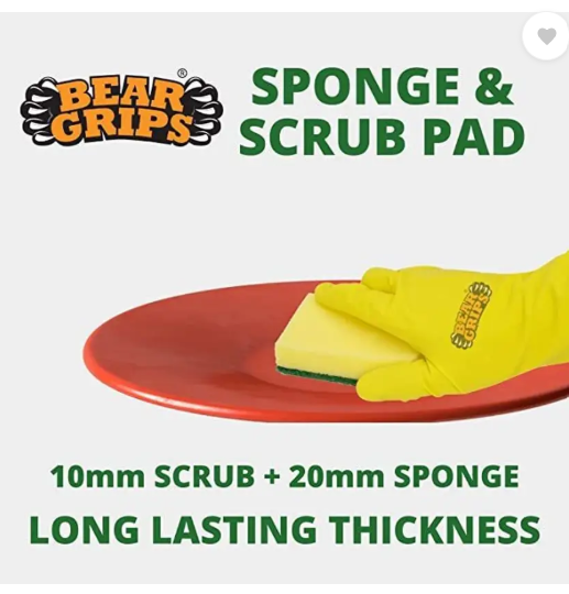 Bear Grips Sponge Scrub pad for Kitchen Scratch proof Scrubber for Dish wash Scrub Sponge  (Regular, Pack of 9)