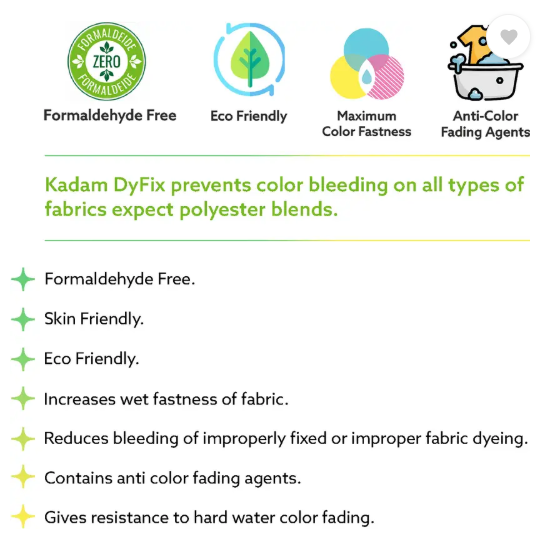 KADAM DyFix Fabric Care Solution (10 Sachets), Dye Fixative Agent, Fabric Colour Fixer  (10 x 15 ml)