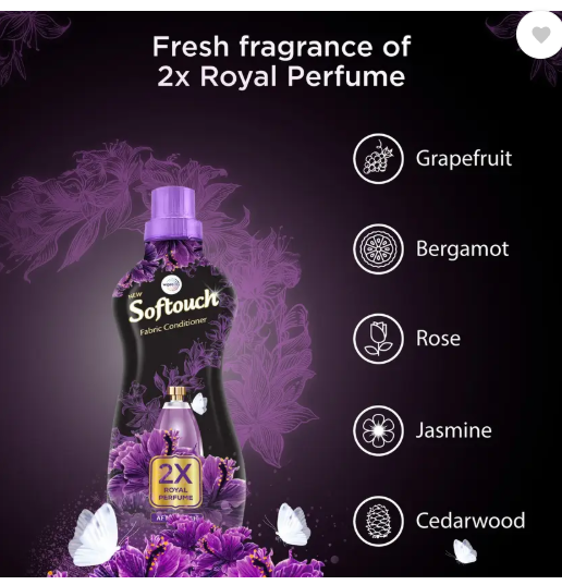Softouch by Wipro 2X Royal Perfume Fabric Conditioner  (800 ml)