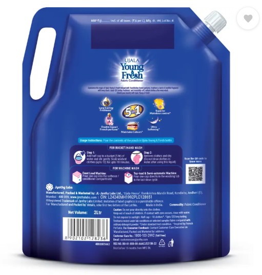 Ujala Young & Fresh Bliss Fabric Conditioner, French Perfume  (2 L)