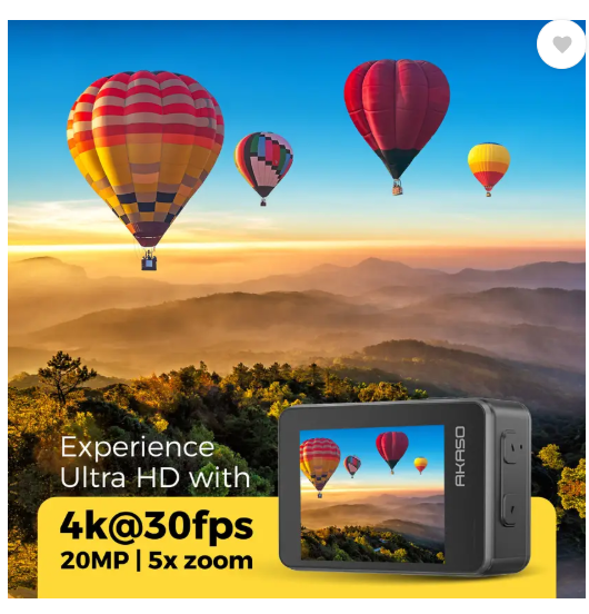 Akaso Brave 7 Dual Color Screen, 4K 30fps,One-Click Quick Shots,Instant Vertical Shots Sports and Action Camera  (Black, 20 MP)