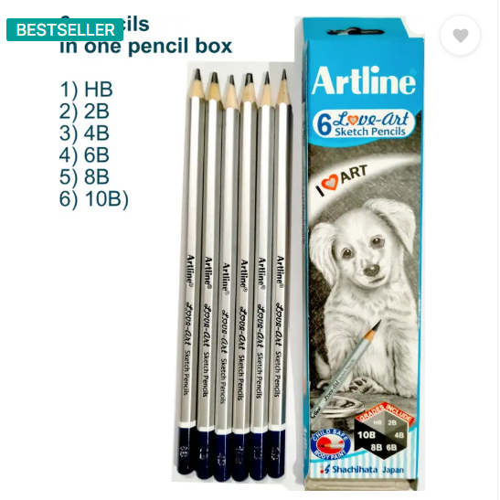 Artline HB,2B,4B,6B,8B,10B. Pencil  (Pack of 6)