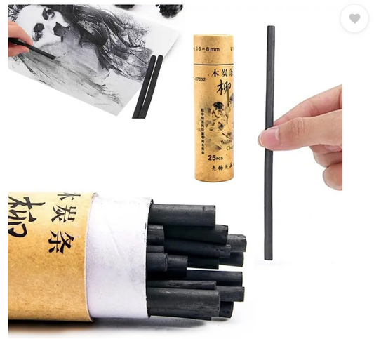 Qalam Kaari Willow and Vine Charcoal Sketching and Drawing Art Supplies for Professionals Students and Hobbyists Stick  (Pack of 20)