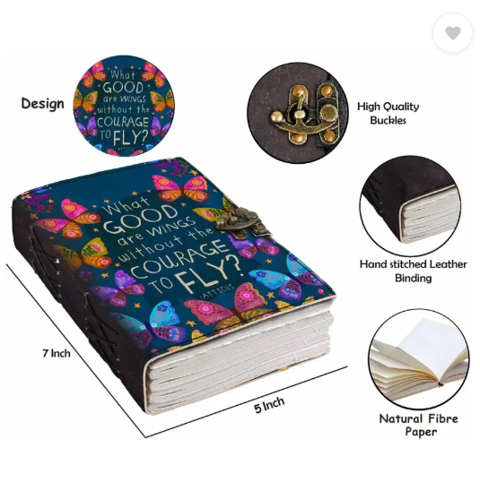 DI-KRAFT Printed Designer leather cover Diary with Lock For Office|Gift|SIZE 5*7 INCHES A5 Diary unruled 200 Pages (multicolor12)