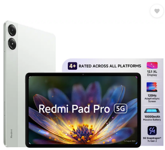 REDMI Pad Pro 5G 8 GB RAM 256 GB ROM 12.1 inch with Wi-Fi+5G Tablet (Quick Silver)