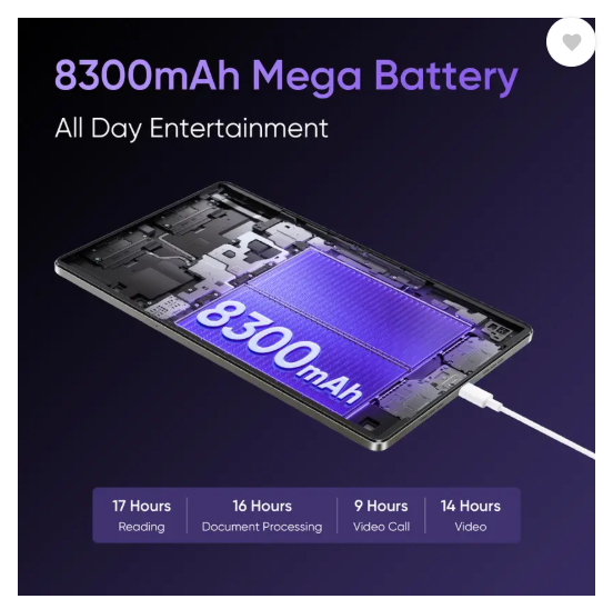 realme Pad 2 Lite 4 GB RAM 128 GB ROM 10.95 inch with 4G Tablet (Nebula Purple)