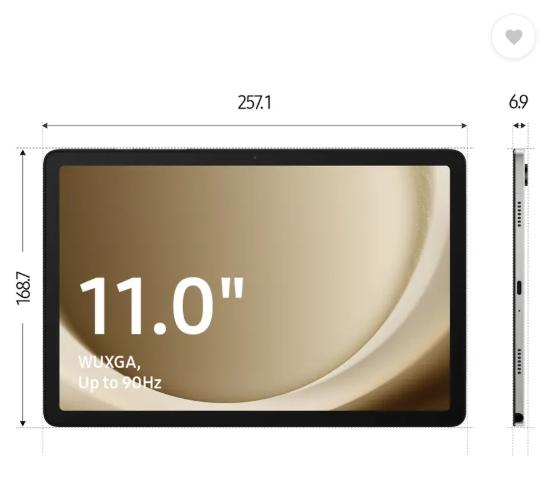 Samsung Galaxy Tab A9+ 8 GB RAM 128 GB ROM 11.0 inch with Wi-Fi+5G Tablet (Graphite)
