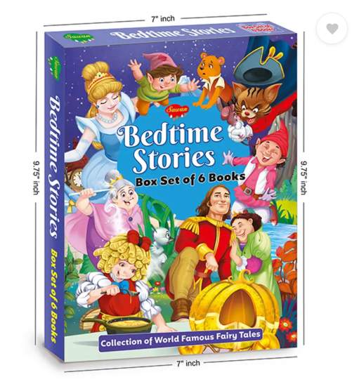 Bedtime Stories Box Set | Collection Of World Famous Fairy Tales | Set Of 6 Books | Fairy Tales Box (Hardcover, Sawan)