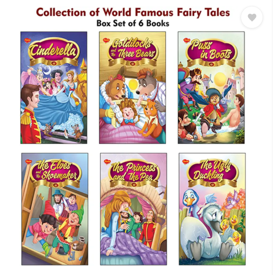 Bedtime Stories Box Set | Collection Of World Famous Fairy Tales | Set Of 6 Books | Fairy Tales Box (Hardcover, Sawan)