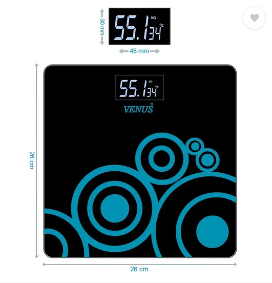 Venus Electronic Digital Personal Bathroom Weight Machine upto 180 kg Weighing Scale  (Black)