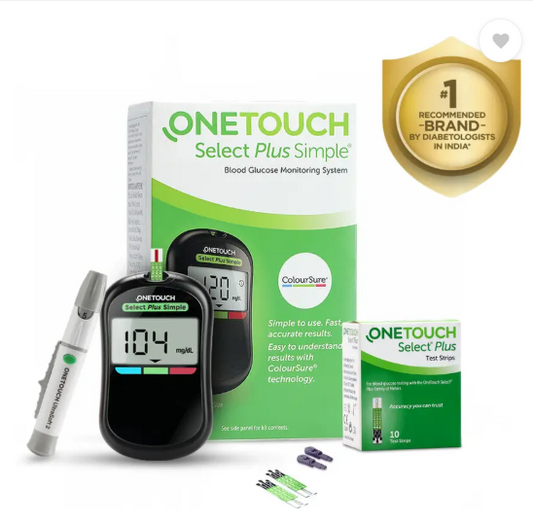 OneTouch Select Plus Simple Glucometer (FREE 10 strips + lancing device + 10 lancets) Glucometer  (Black)
