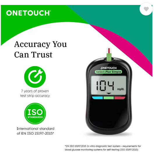 OneTouch Select Plus Simple Glucometer (FREE 10 strips + lancing device + 10 lancets) Glucometer  (Black)