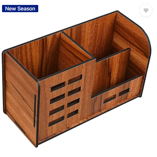 ringzinnie 3 Compartments Wood Desk Organizers SIRTERIQ Desk Organizers (Brown)