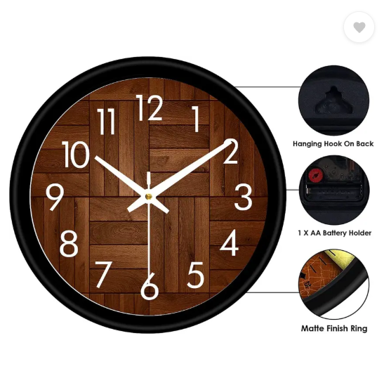 TrendsTube Analog 25 cm X 25 cm Wall Clock  (Black, With Glass, Standard)