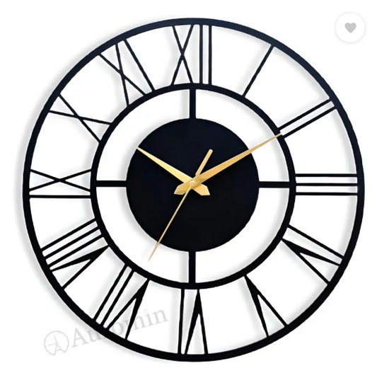 Auromin Analog 40 cm X 40 cm Wall Clock  (Black, Without Glass, Standard)