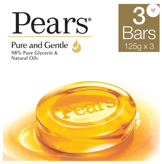 Pears Pure & Gentle Soap Bar ,Paraben-Free For Soft Skin  (3 x 125 g)