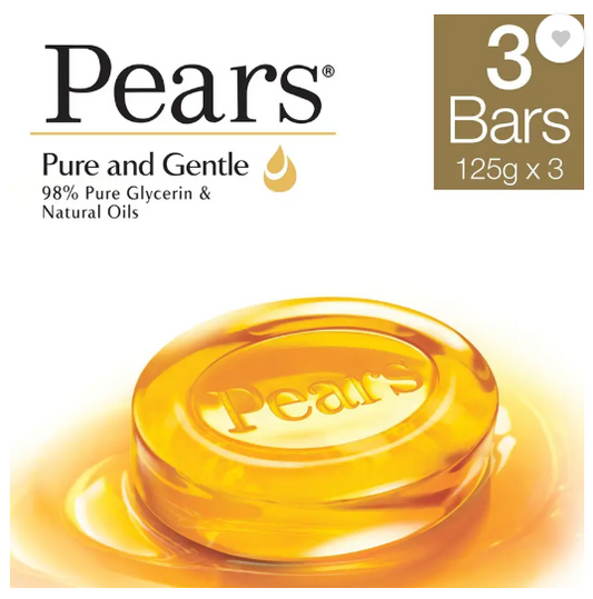 Pears Pure & Gentle Soap Bar ,Paraben-Free For Soft Skin  (3 x 125 g)