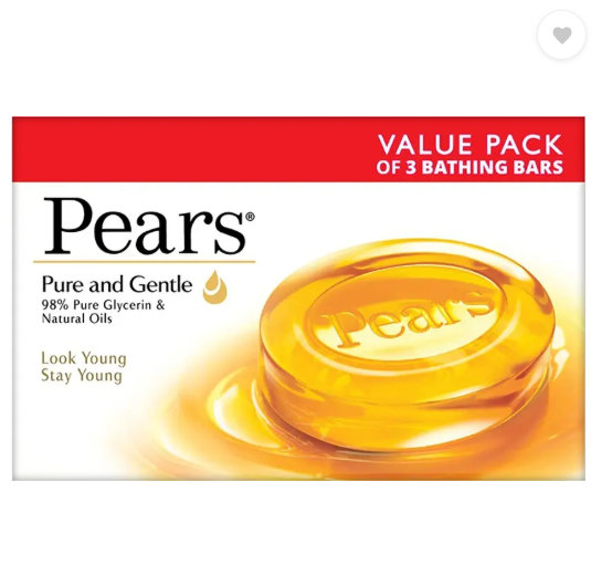 Pears Pure & Gentle Soap Bar ,Paraben-Free For Soft Skin  (3 x 125 g)