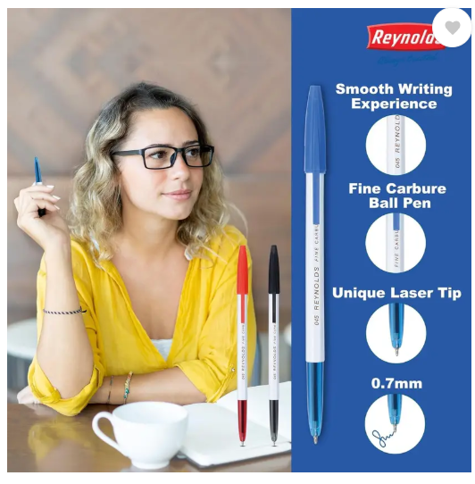 Reynolds 045 Ball Pen (Pack of 25, Ink Color - Blue,Black & Red)