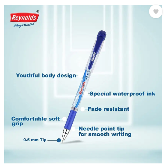 Reynolds Racer Gel Blue Pen Jar Gel Pen (Pack of 40, Ink Color - Blue)