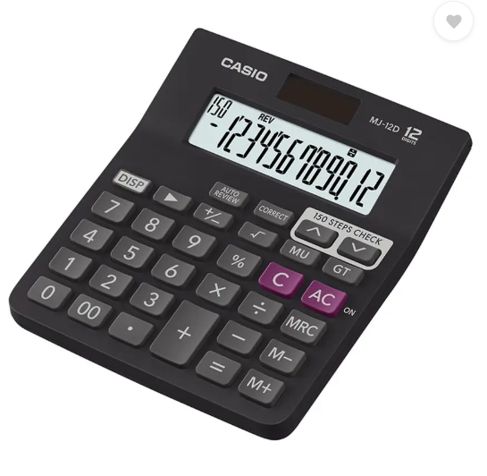 CASIO MJ-12D-BK Desktop Basic Calculator (12 Digit)