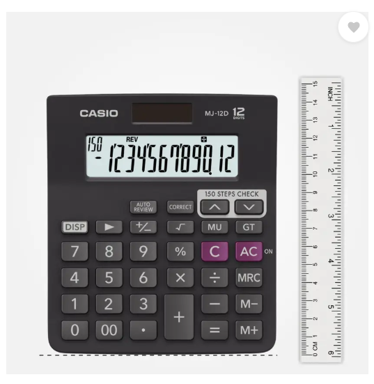 CASIO MJ-12D-BK Desktop Basic Calculator (12 Digit)