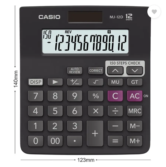CASIO MJ-12D-BK Desktop Basic Calculator (12 Digit)