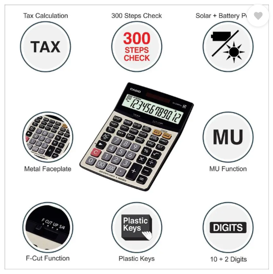 CASIO DJ-220DPLUS Desktop Basic Calculator (12 Digit)