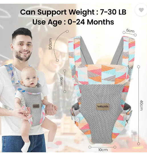 HANNEA 4 in 1 Baby Carrier, Adjustable Kangaroo Baby Carrier Front Baby Carrier (Multicolor, Front Carry facing in)