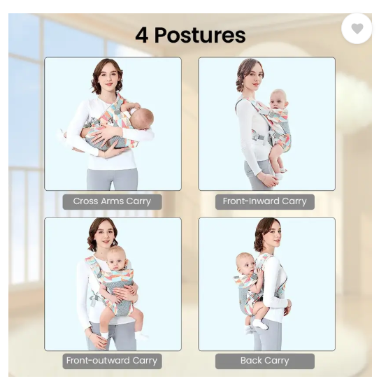 HANNEA 4 in 1 Baby Carrier, Adjustable Kangaroo Baby Carrier Front Baby Carrier (Multicolor, Front Carry facing in)