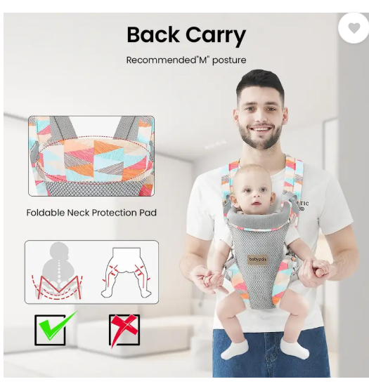 HANNEA 4 in 1 Baby Carrier, Adjustable Kangaroo Baby Carrier Front Baby Carrier (Multicolor, Front Carry facing in)