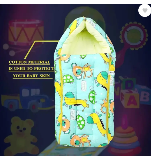HEER Sleeping Bag, Baby Bed, & Carry Nest, Cotton Baby Bedding for New Born Standard Crib (Fabric, Multicolor)