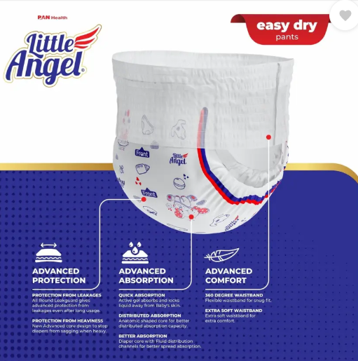 Little Angel Easy Dry Diaper Pants with 12 hrs absorption Large Size, 9-14 Kgs - L  (62 Pieces)