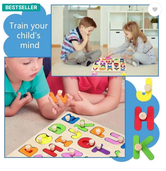 BOZICA Wooden Educational Creative learning A To Z English Alphabets Board Puzzle (Multicolor)
