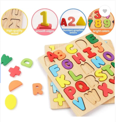 Easymart Baby Wooden Learning Educational Toy ABCD Board for Kids (Multicolor)