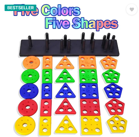 VrajVilla Stacking Toy Shape & Color Recognition Geometric Board Educational Column Puzzle (Multicolor)