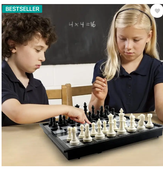 MPH ENTERPRISE Magnetic Educational Toys Travel Chess Set with Folding Board for Kids and Adults 10X10X0.75 Inch Folding Chess Board Black Color Air Football Board Game