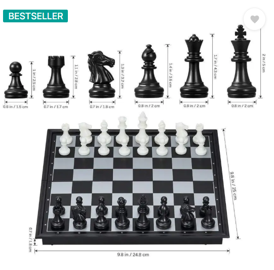 MPH ENTERPRISE Magnetic Educational Toys Travel Chess Set with Folding Board for Kids and Adults 10X10X0.75 Inch Folding Chess Board Black Color Air Football Board Game