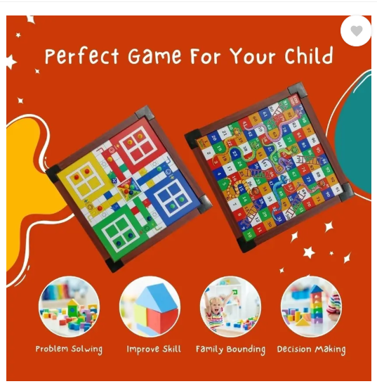 Fast Rush Ludo Board Game Snake & Ladders Board Game (2 in 1 Game Combo) Educational Board Games