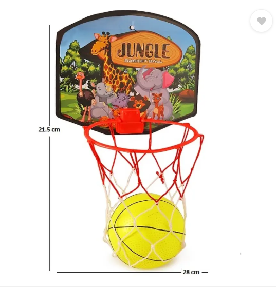 Toy Basket ball kit for kids playing indoor basket ball hanging board with ball (Red, Yellow)