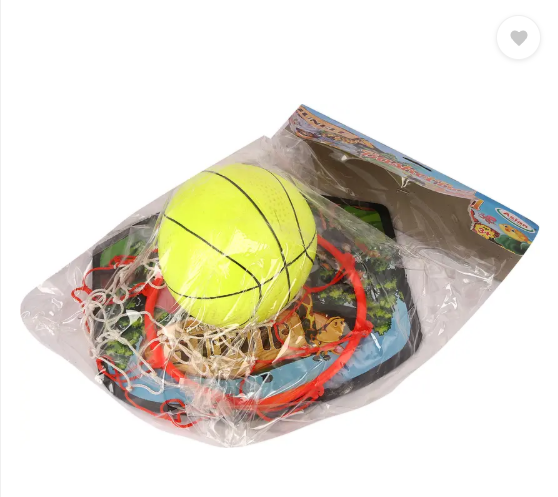 Toy Basket ball kit for kids playing indoor basket ball hanging board with ball (Red, Yellow)