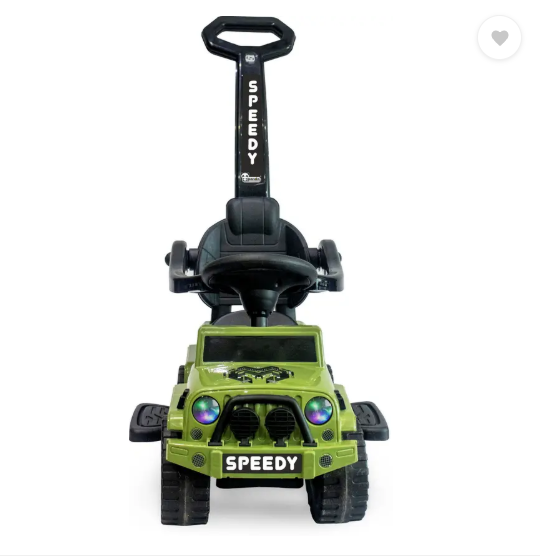 JoyRide Jeep+ Speedy RideOn for Kids with Music Back Support,Safety Arms,Parental Handle (Green)