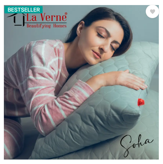 LA VERNE QUILTED Microfibre Solid Sleeping Pillow Pack of 2 (Grey)