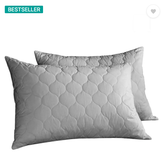 LA VERNE QUILTED Microfibre Solid Sleeping Pillow Pack of 2 (Grey)