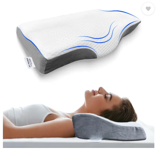 GADDA CO Memory Foam Butterfly Orthopaedic Pillow Memory Foam Solid Sleeping Pillow Pack of 1 (White & Grey)
