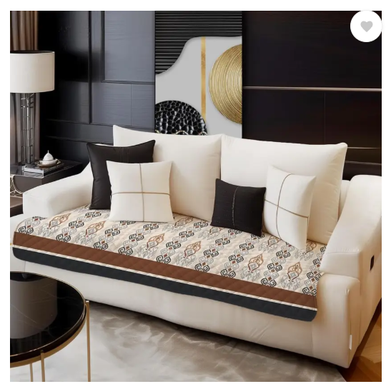 DECORIAN Velvet Geometric 3+1+1 Seater Sofa Cover (Ikkat Pack of 3)