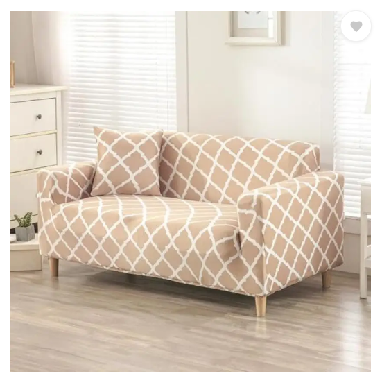 TONY STARK Polycotton Geometric 3+2+2 Seater Sofa Cover (Moroccan Beige Pack of 3)