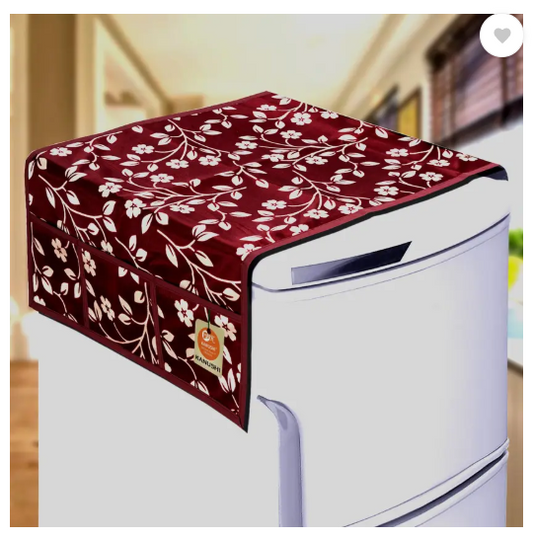 KANUSHI Refrigerator Cover  (Width: 99 cm, Maroon)