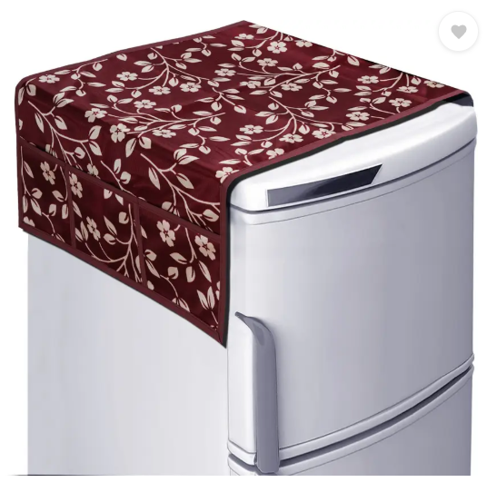 KANUSHI Refrigerator Cover  (Width: 99 cm, Maroon)